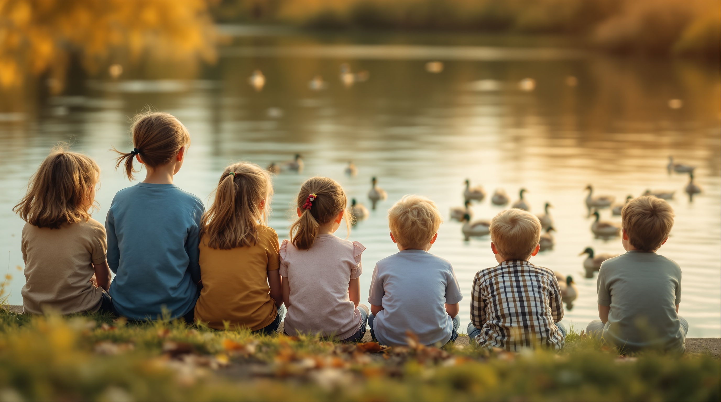 Boys and Girls Watching ducks